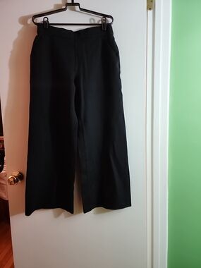 Spanx Black Wide-Leg Cropped Dress Pants